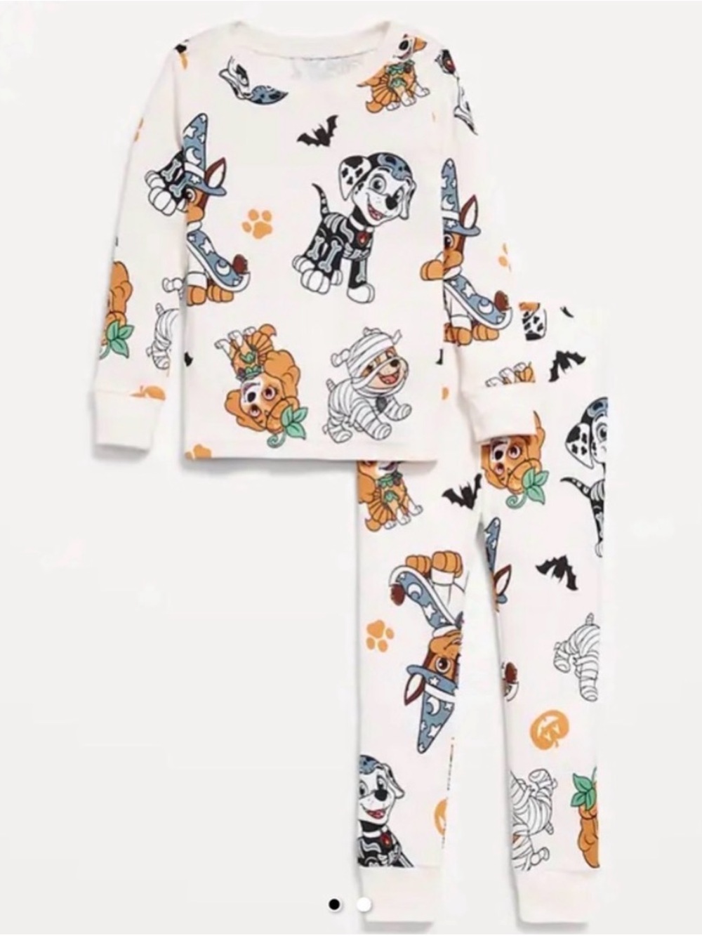 Paw Patrol White Halloween Character Pajama Set with Orange and Black Accents